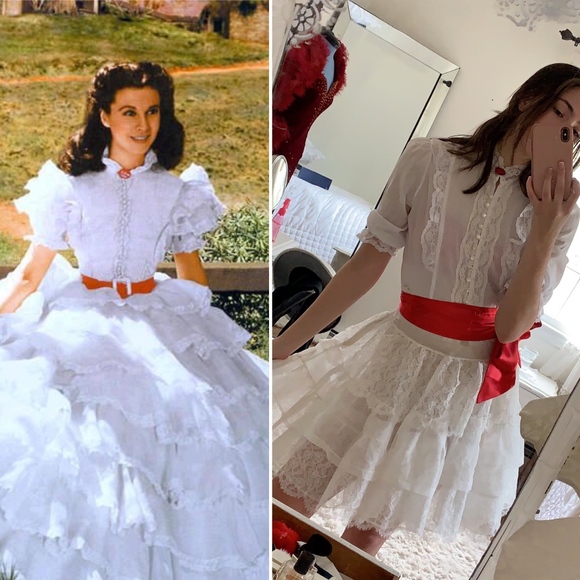 Vintage 1950's Sheer Lace Ruffle Tiered Skirt - Picture 7 of 7